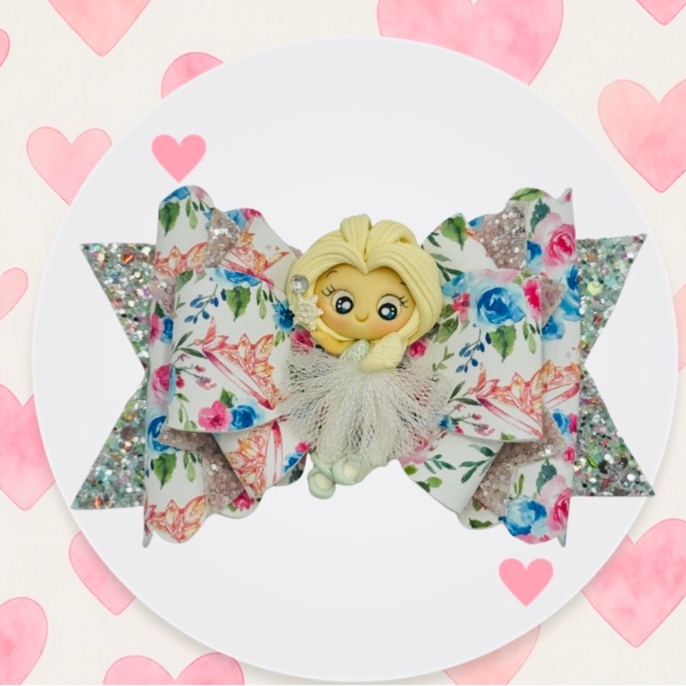 Custom handmade Boutique Elsa Hair Bow  perfect for a stand out little girl